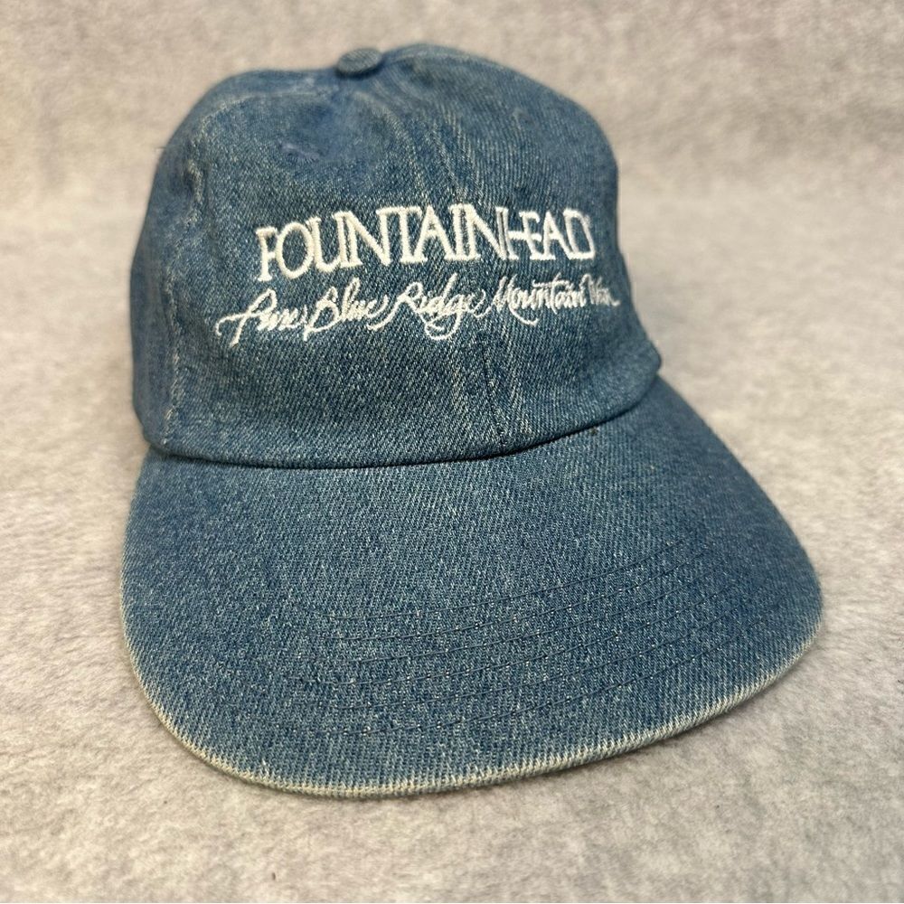Fountainhead Denim Golf Hat Ballcap OSFA Blue Hook‎ And Loop Strap Casual Club
